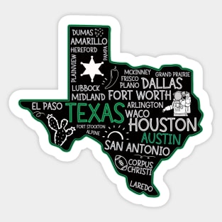 Austin Texas cute map San Antonio El Paso Dallas Laredo Waco TX state Sticker